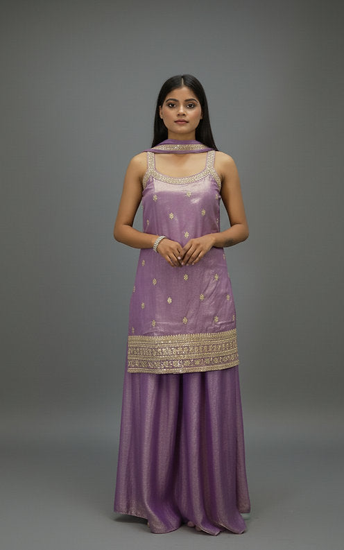 Vanya's Embellished Sleeveless Suit with gold Sequence