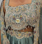 Vanya's Women’s Embroidered Lehenga Choli with Drape