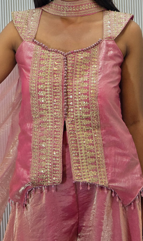 Vanya's Embellished Sleeveless Suit with gold Sequence