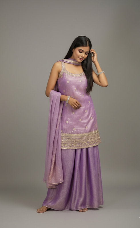 Vanya's Embellished Sleeveless Suit with gold Sequence