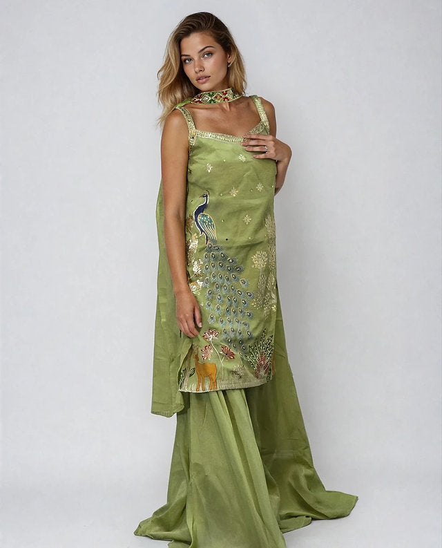 Vanya's Women’s Peacock Embroidered Suit