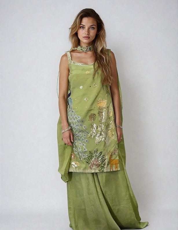 Vanya's Women’s Peacock Embroidered Suit